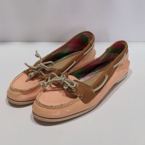 Sperry Peach Patent Boat Shoes size 10M